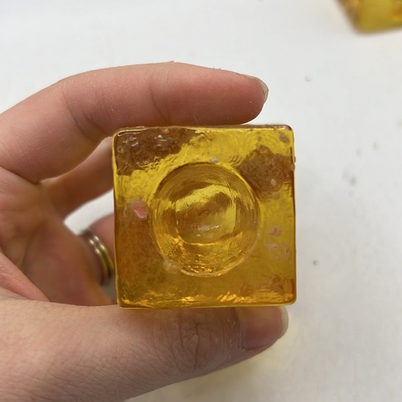 Fire & Light Citrus Yellow Gold Candle Holders Art Glass Collectible Decor Set 2 - Picture 8 of 16